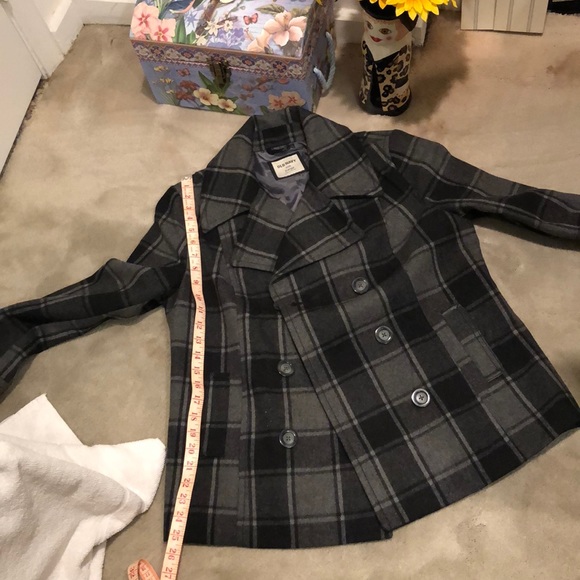 Old Navy double-breasted jacket plaid black/gray’s - Picture 9 of 10